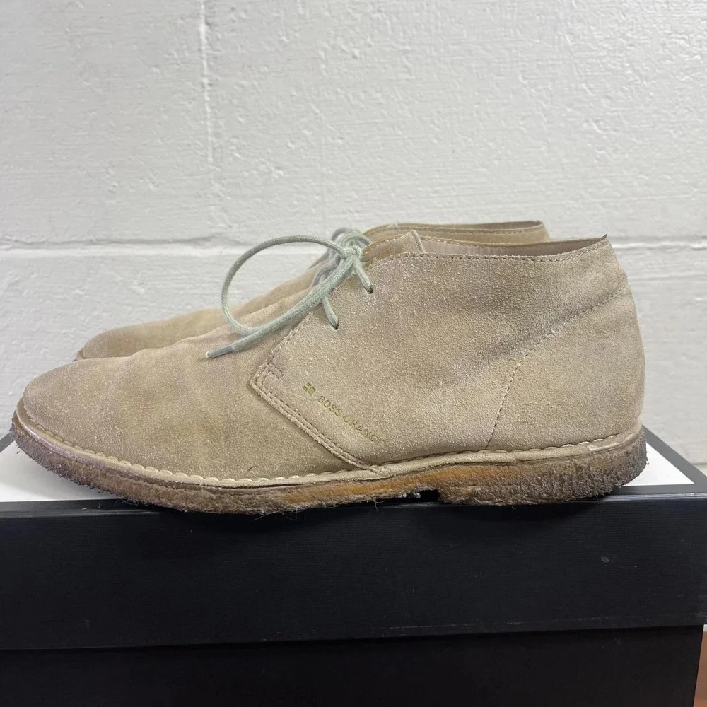 BOSS Orange Taupe Suede Leather Chukka Ankle Boots Lace up Men's‎ 43 EU/10 US